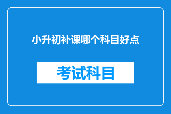 小升初补课哪个科目好点