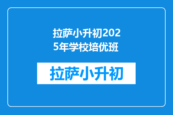 拉萨小升初2025年学校培优班