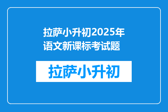 拉萨小升初2025年语文新课标考试题