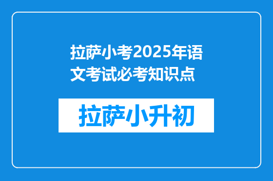 拉萨小考2025年语文考试必考知识点