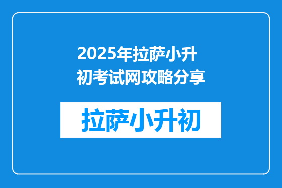2025年拉萨小升初考试网攻略分享