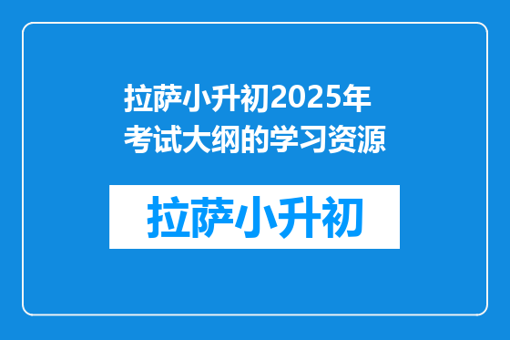 拉萨小升初2025年考试大纲的学习资源