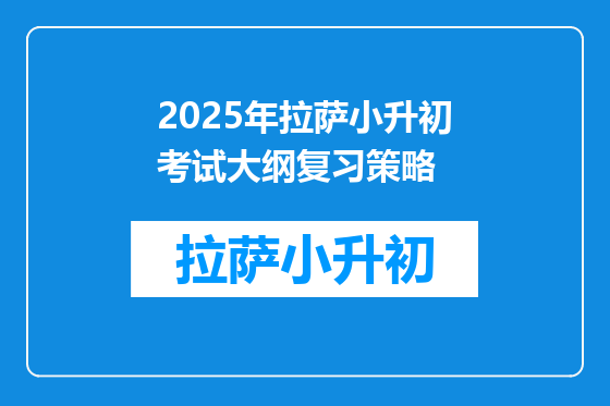 2025年拉萨小升初考试大纲复习策略