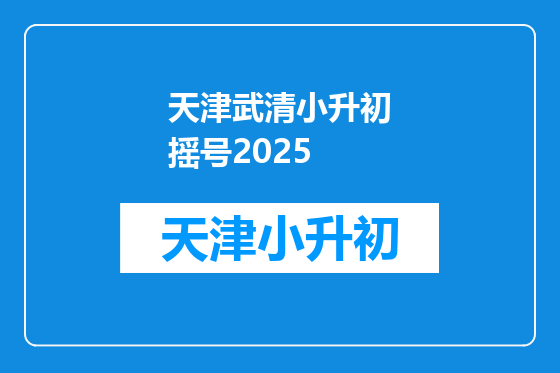 天津武清小升初摇号2025