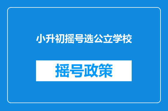 小升初摇号选公立学校