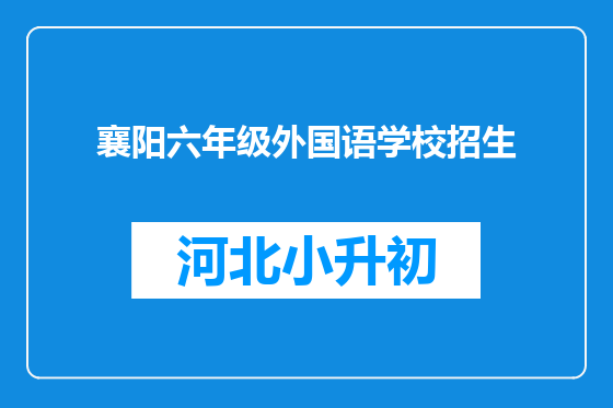 襄阳六年级外国语学校招生