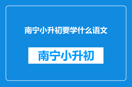 南宁小升初要学什么语文
