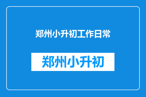 郑州小升初工作日常