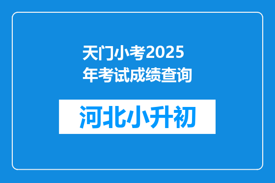 天门小考2025年考试成绩查询
