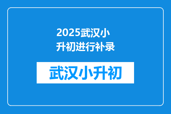 2025武汉小升初进行补录