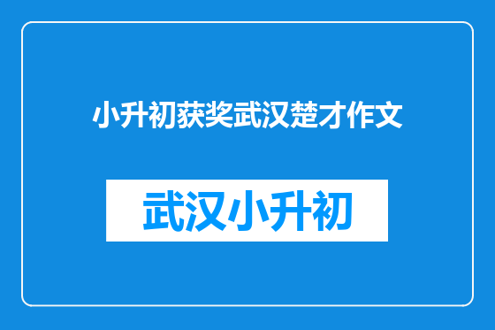 小升初获奖武汉楚才作文