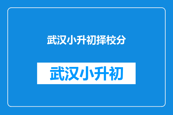 武汉小升初择校分