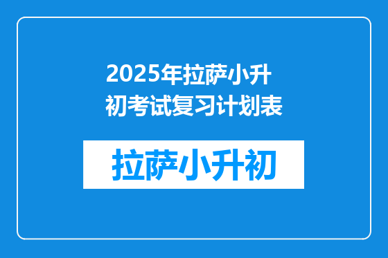 2025年拉萨小升初考试复习计划表
