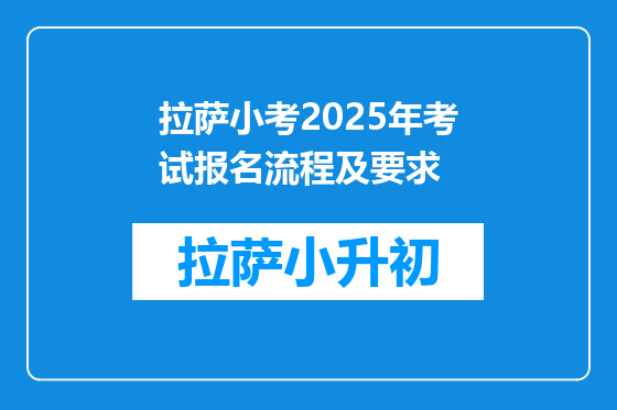 拉萨小考2025年考试报名流程及要求