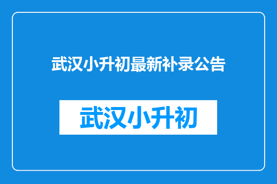 武汉小升初最新补录公告
