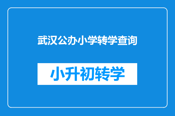 武汉公办小学转学查询