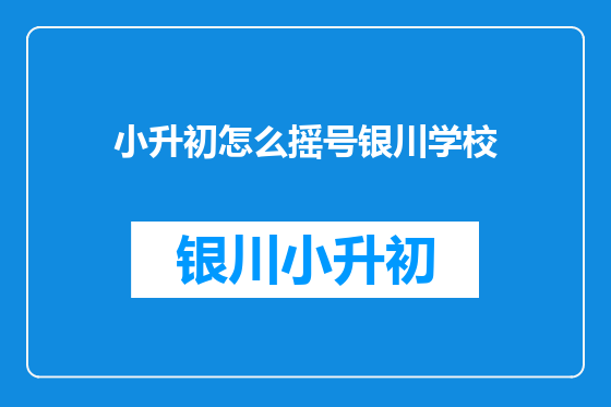 小升初怎么摇号银川学校
