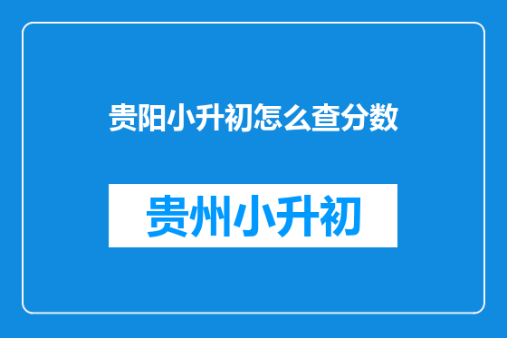 贵阳小升初怎么查分数