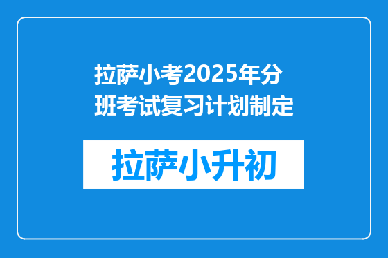 拉萨小考2025年分班考试复习计划制定