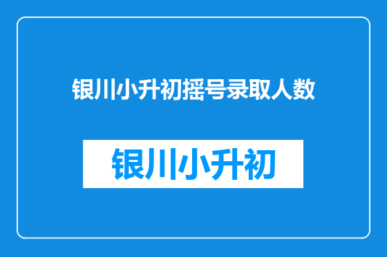 银川小升初摇号录取人数