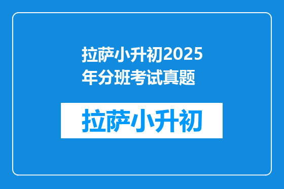 拉萨小升初2025年分班考试真题