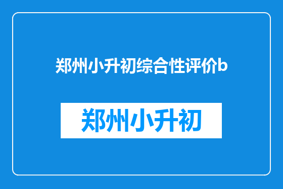 郑州小升初综合性评价b