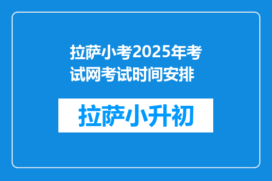拉萨小考2025年考试网考试时间安排