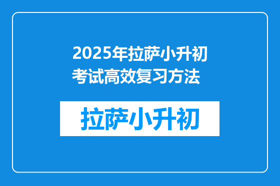 2025年拉萨小升初考试高效复习方法