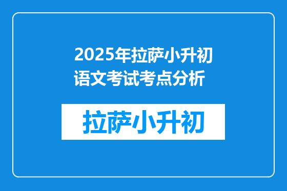 2025年拉萨小升初语文考试考点分析
