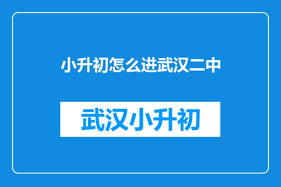 小升初怎么进武汉二中