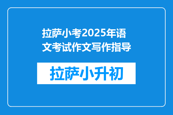 拉萨小考2025年语文考试作文写作指导