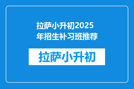 拉萨小升初2025年招生补习班推荐