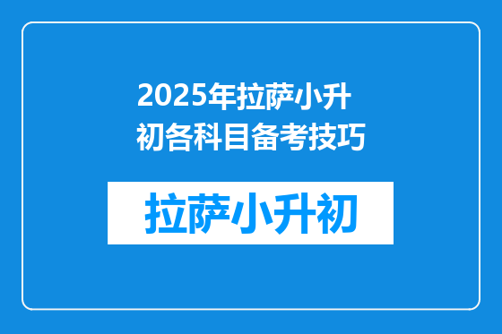 2025年拉萨小升初各科目备考技巧