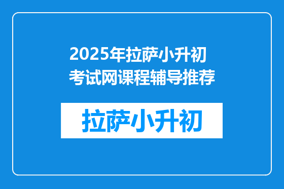 2025年拉萨小升初考试网课程辅导推荐