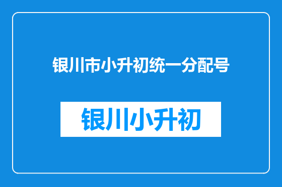 银川市小升初统一分配号