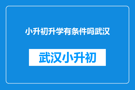 小升初升学有条件吗武汉