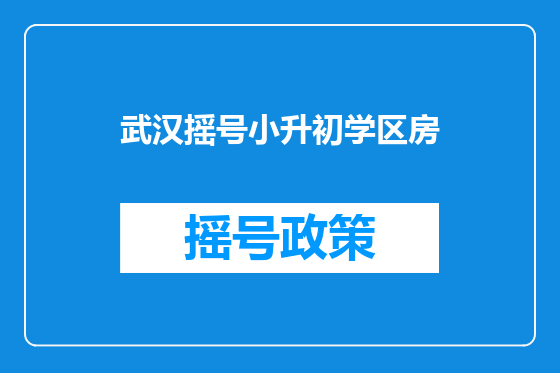 武汉摇号小升初学区房