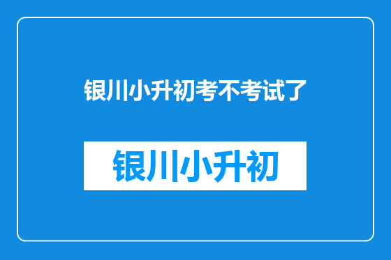 银川小升初考不考试了