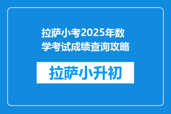 拉萨小考2025年数学考试成绩查询攻略