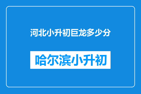 河北小升初巨龙多少分