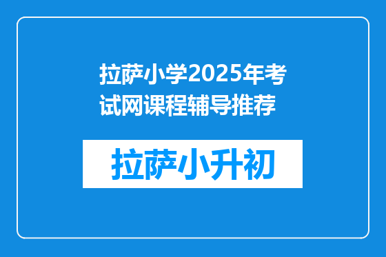 拉萨小学2025年考试网课程辅导推荐