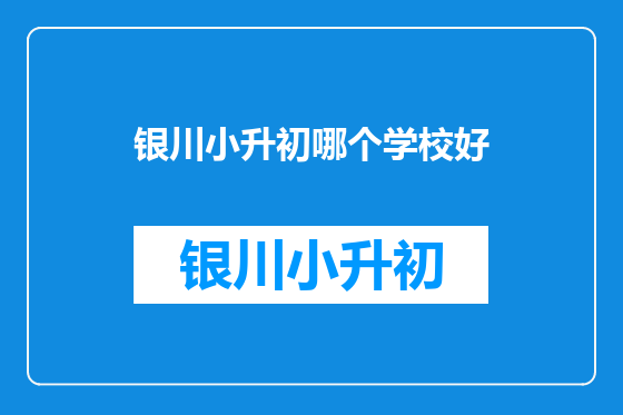 银川小升初哪个学校好