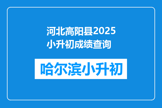 河北高阳县2025小升初成绩查询