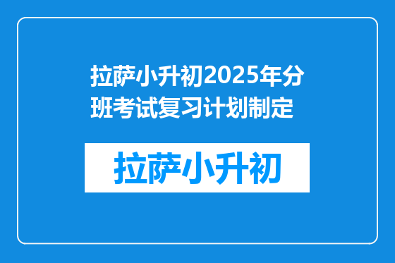 拉萨小升初2025年分班考试复习计划制定