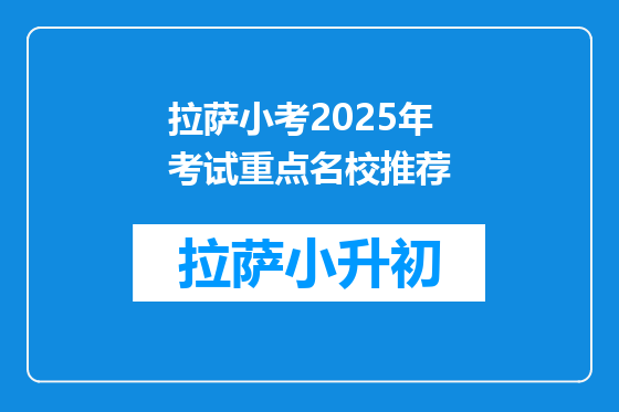 拉萨小考2025年考试重点名校推荐