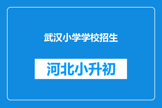 武汉小学学校招生