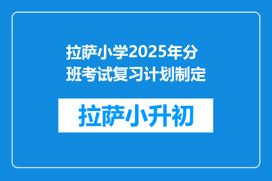 拉萨小学2025年分班考试复习计划制定