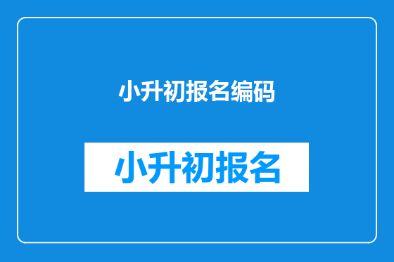 小升初报名编码