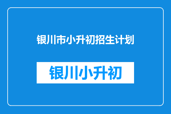 银川市小升初招生计划