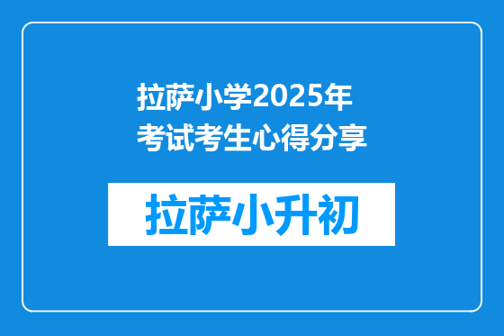 拉萨小学2025年考试考生心得分享